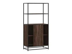 Aparador alto roble marrón 68x35x139 cm madera contrachapada metal