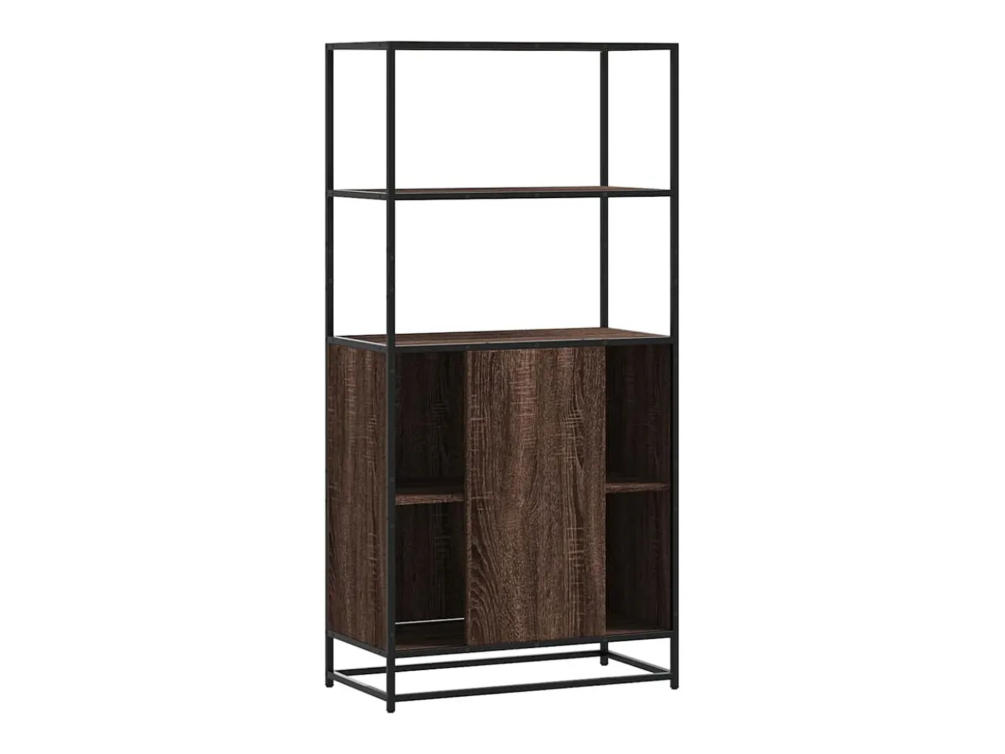 Aparador alto roble marrón 68x35x139 cm madera contrachapada metal