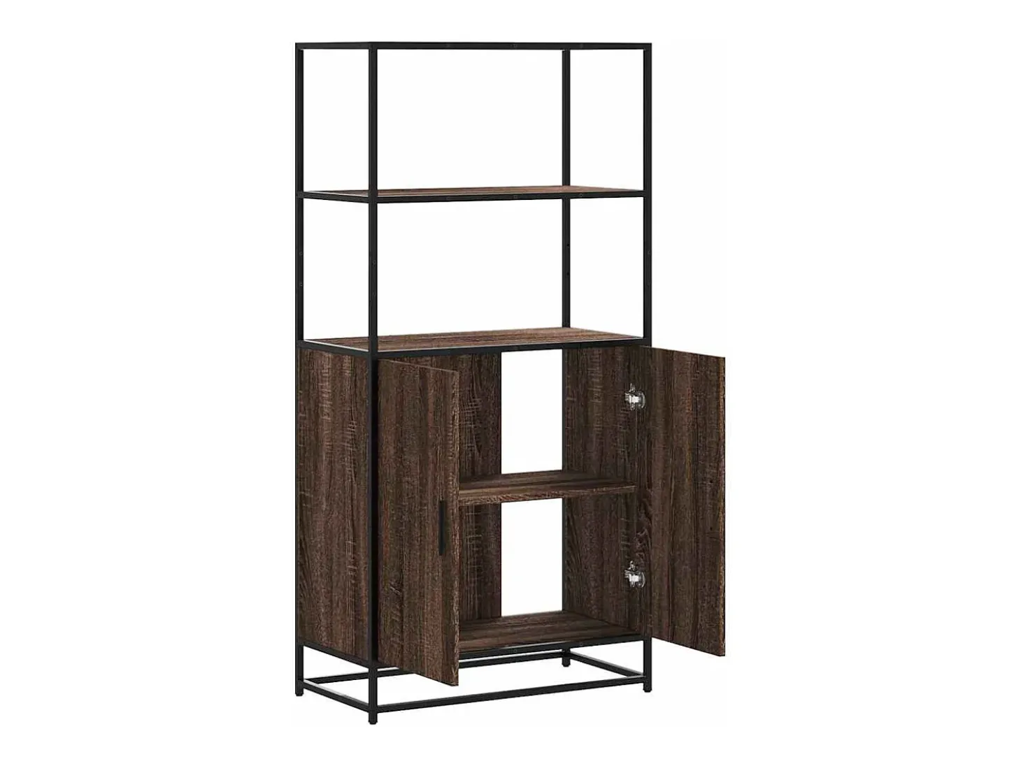 Aparador alto roble marrón 68x35x139 cm madera contrachapada metal