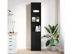 Aparador alto roble negro 37,5x35x180 cm madera de ingeniería