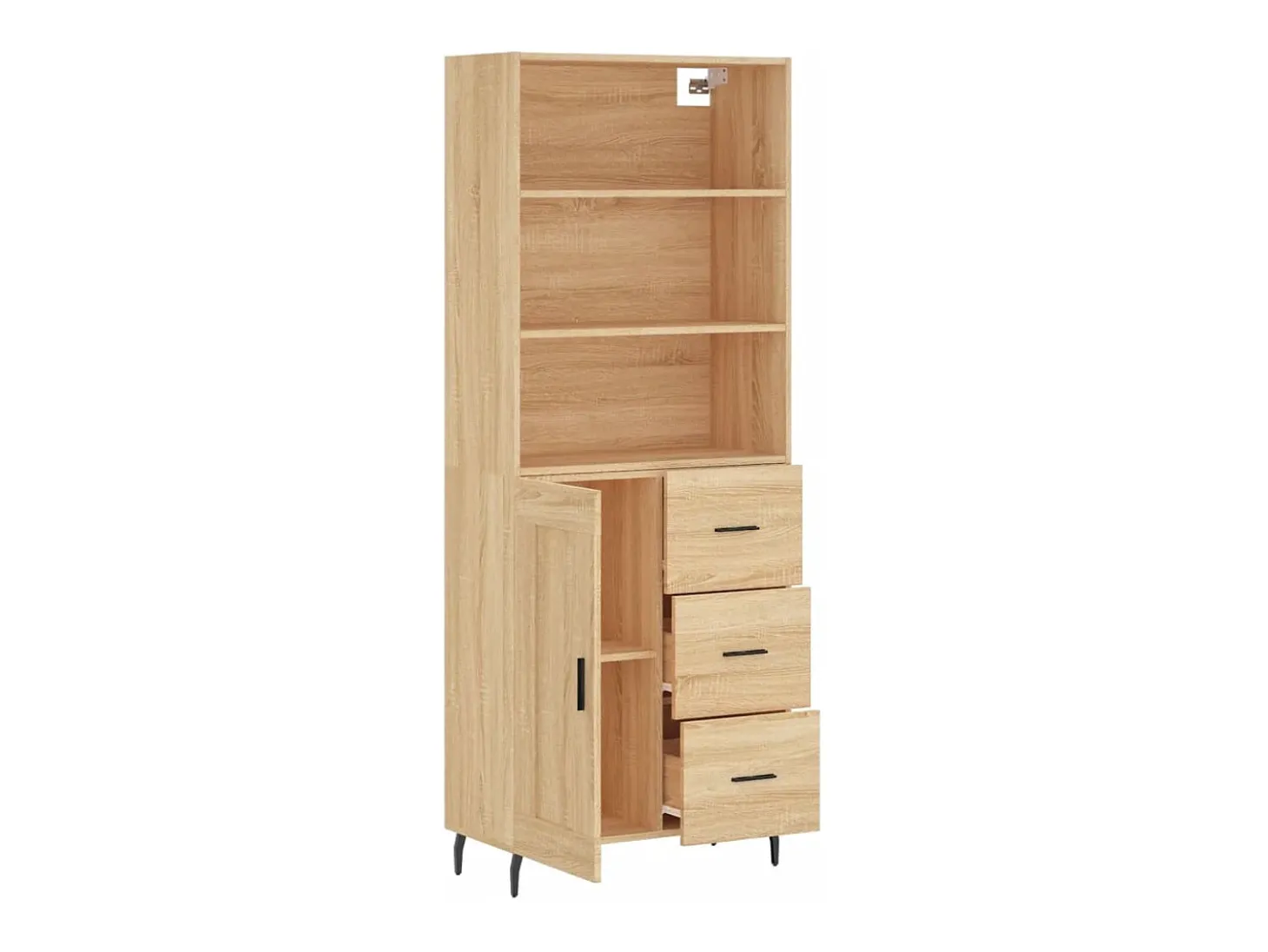 Aparador alto roble Sonoma 69,5x34x180 cm Madera de ingeniería