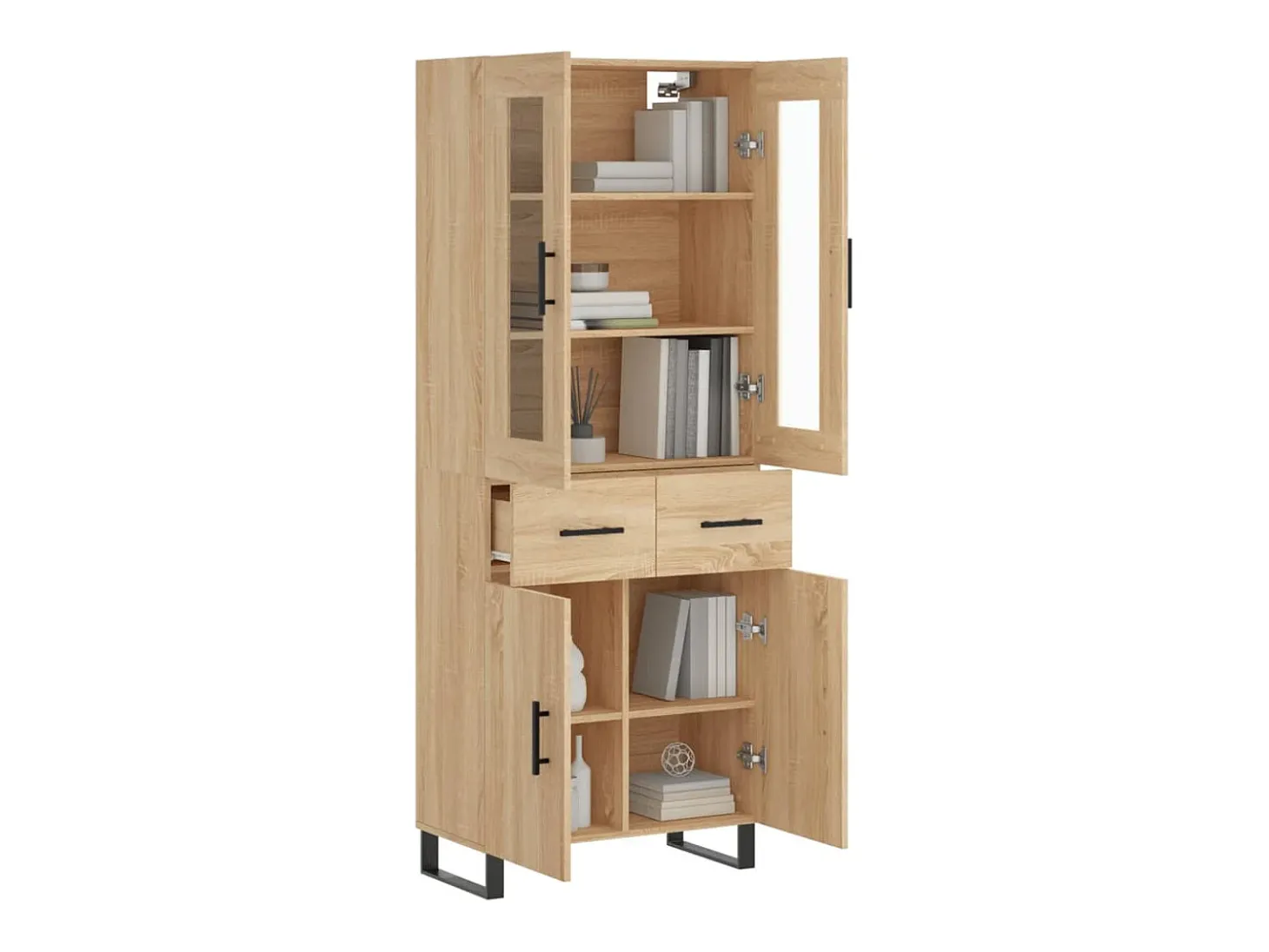 Aparador alto roble Sonoma 69,5x34x180 cm Madera de ingeniería