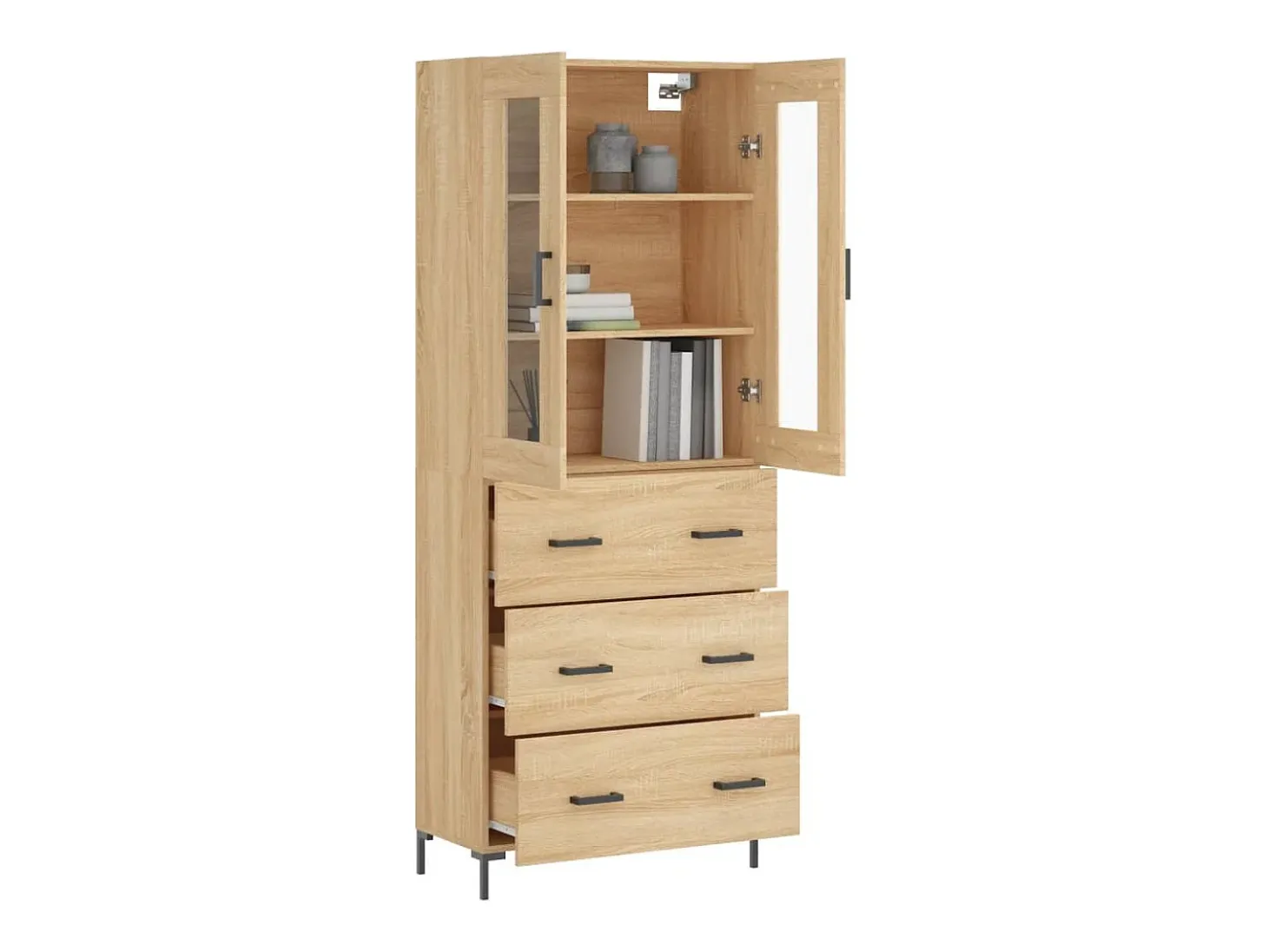 Aparador alto roble Sonoma 69,5x34x180 cm Madera de ingeniería