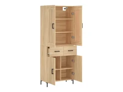 Aparador alto roble Sonoma 69,5x34x180 cm Madera de ingeniería