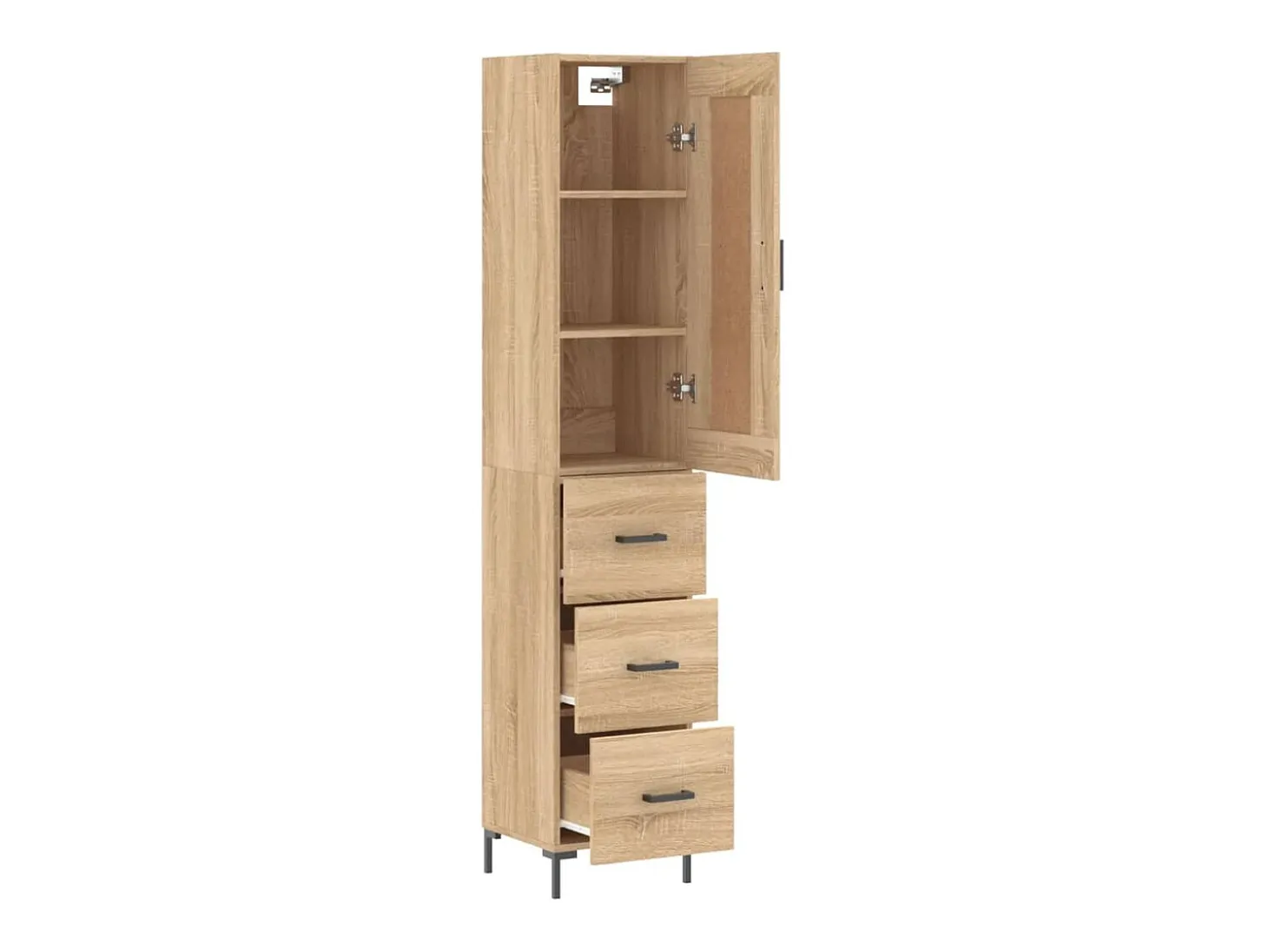 Aparador alto roble Sonoma 34,5x34x180 cm Madera de ingeniería