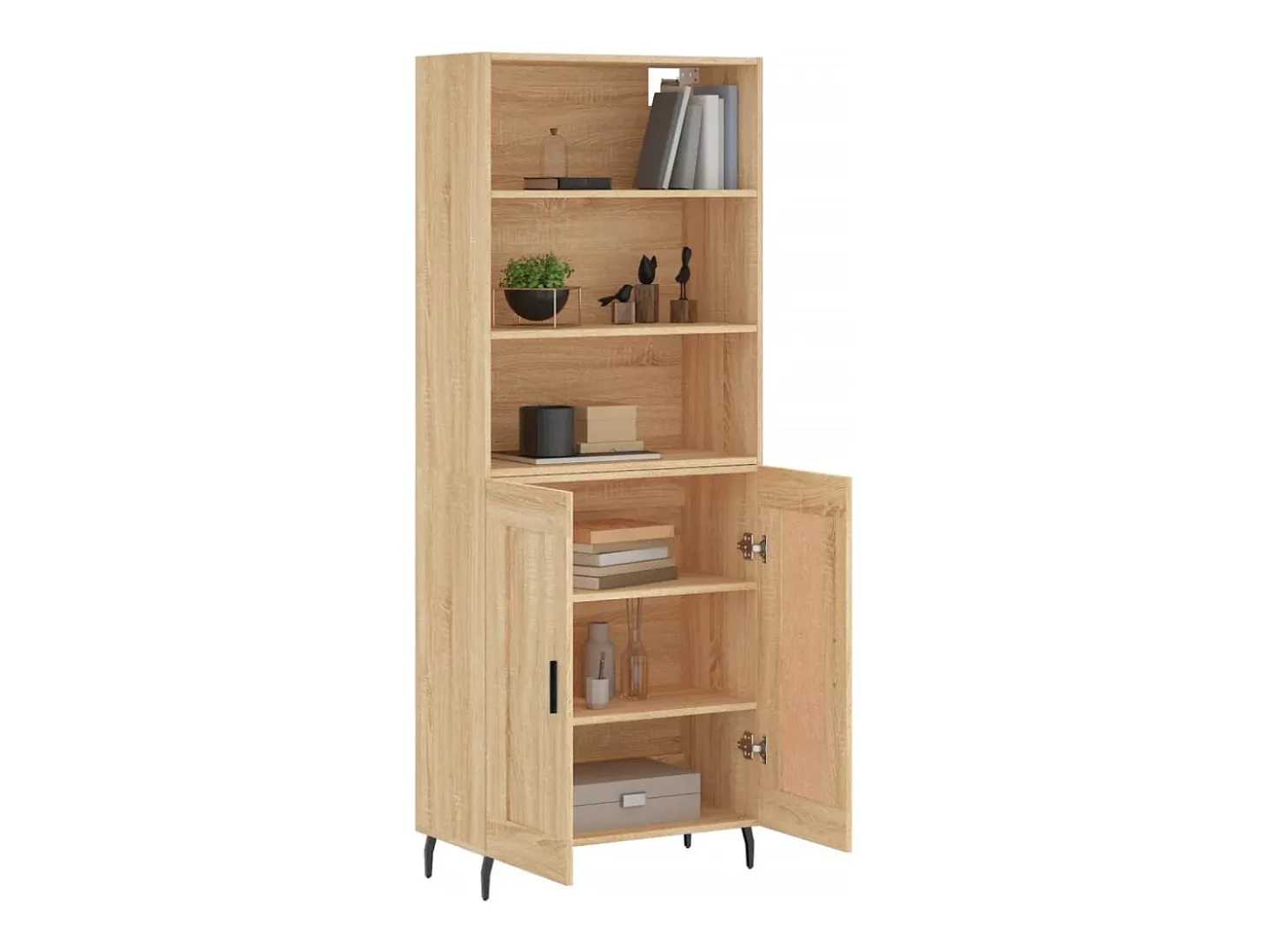 Aparador alto roble Sonoma 69,5x34x180 cm Madera de ingeniería