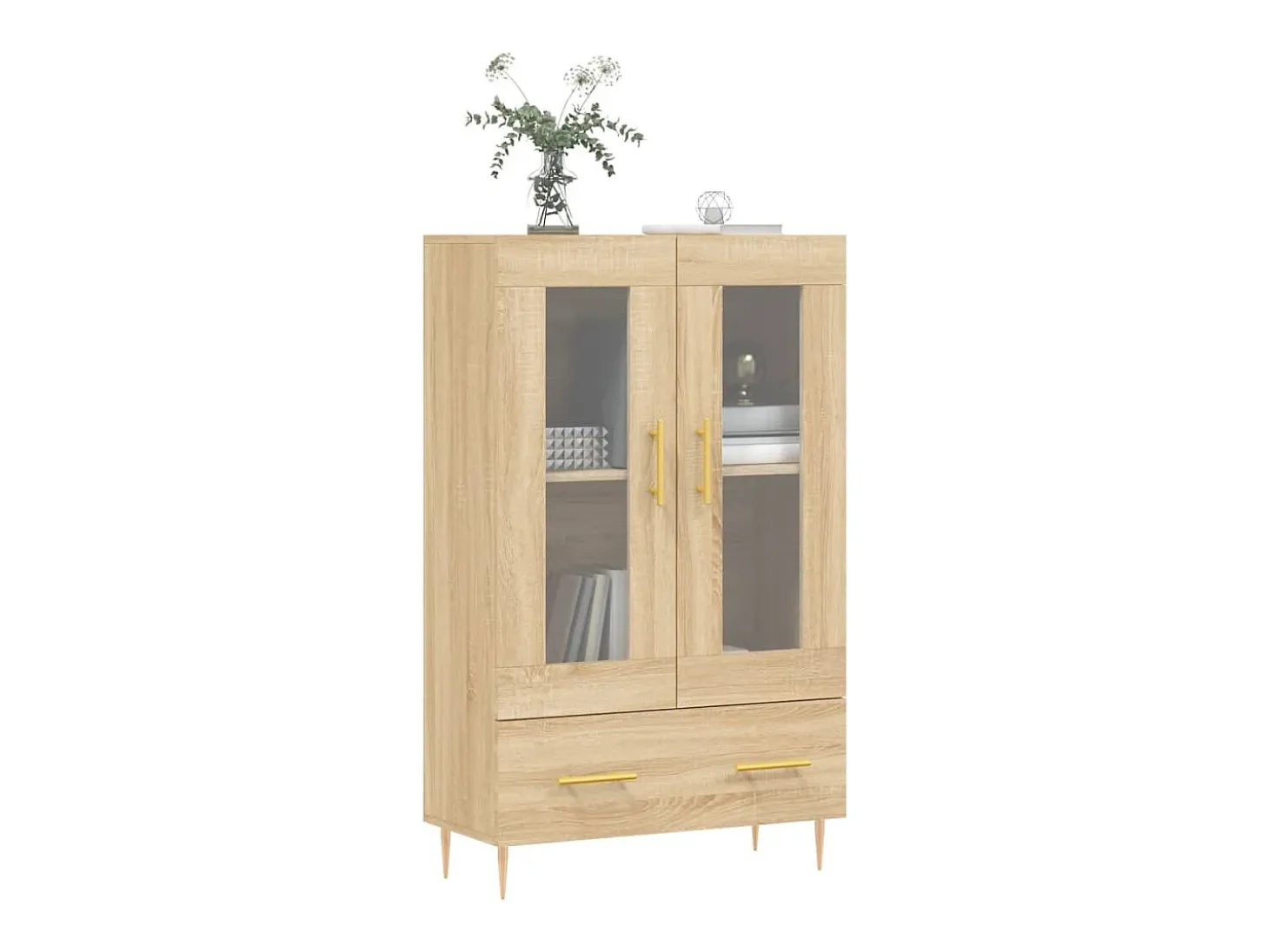 Aparador alto roble Sonoma 69,5x31x115 cm madera de ingeniería