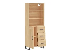 Aparador alto roble Sonoma 69,5x34x180 cm Madera de ingeniería