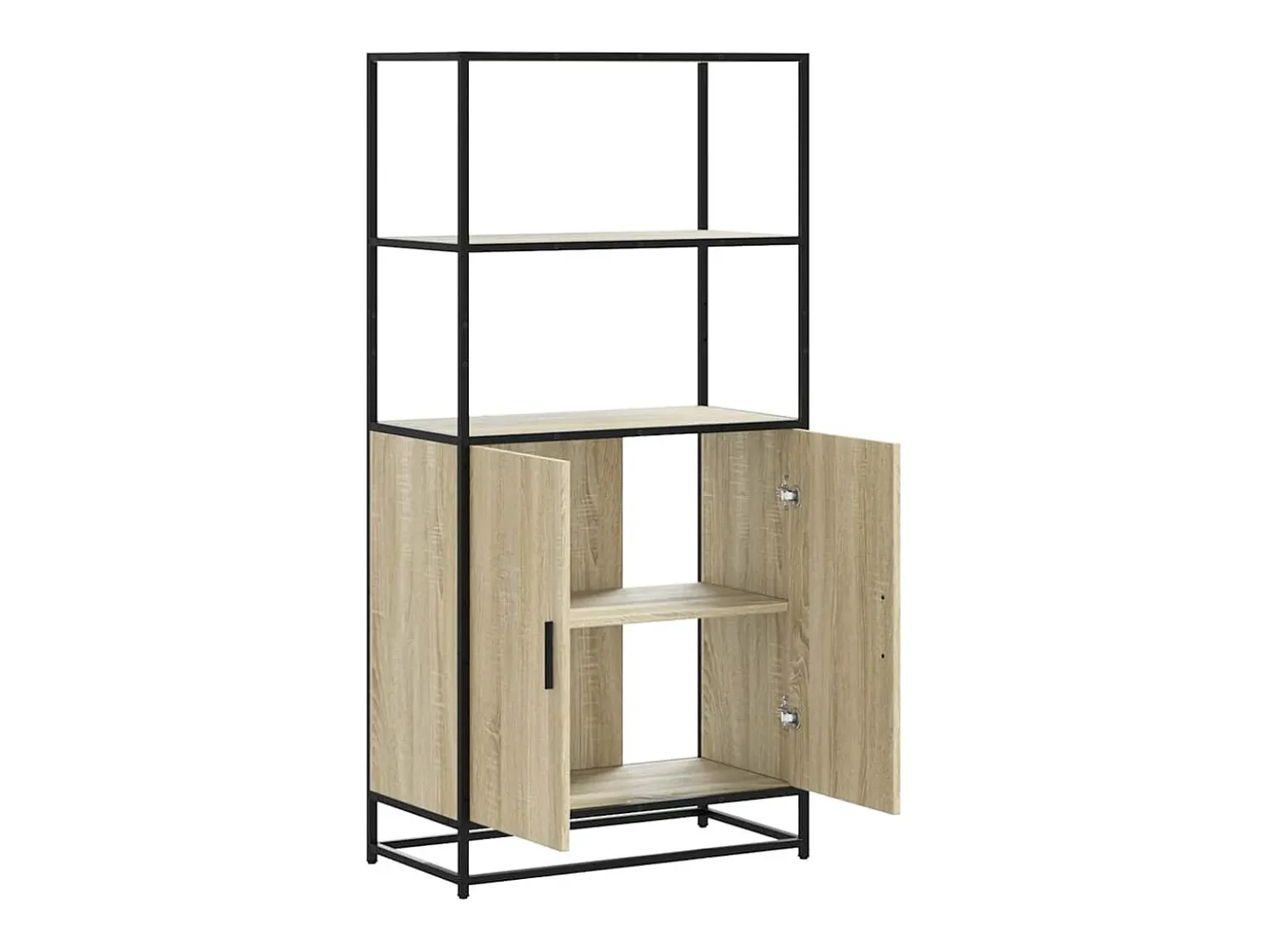 Aparador alto roble Sonoma 68x35x139 cm madera contrachapada metal