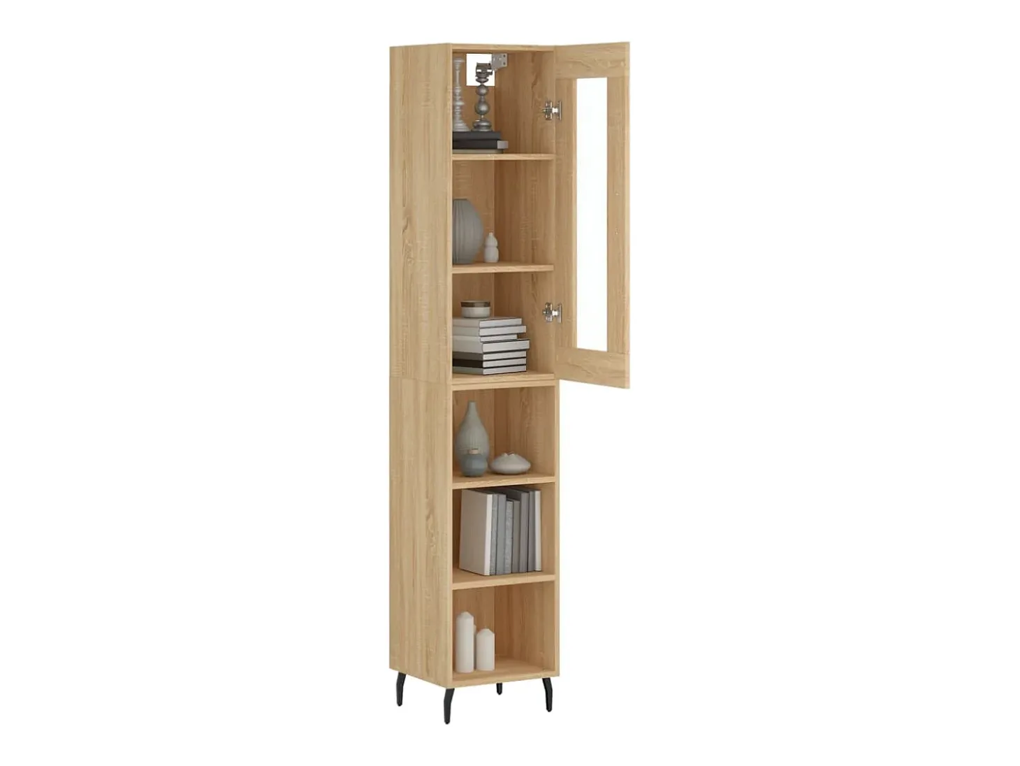 Aparador alto roble Sonoma 34,5x34x180 cm Madera de ingeniería