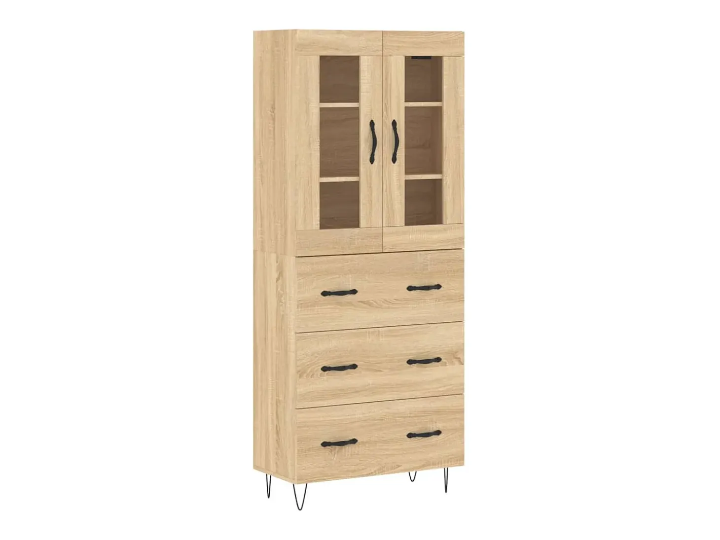 Aparador alto roble Sonoma 69,5x34x180 cm Madera de ingeniería