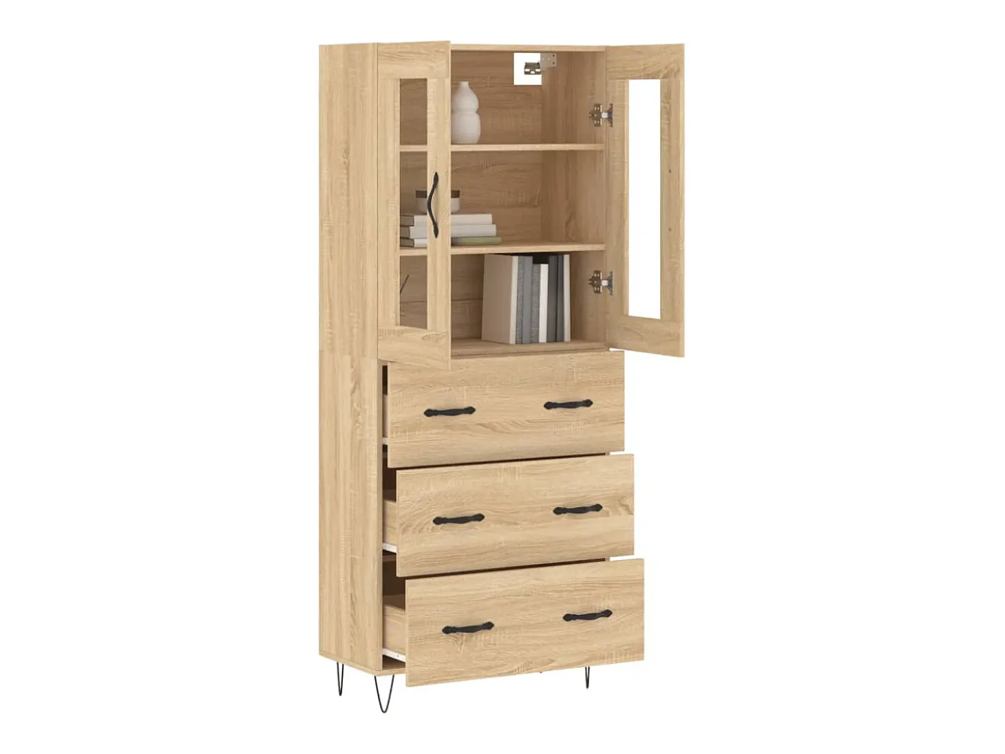 Aparador alto roble Sonoma 69,5x34x180 cm Madera de ingeniería