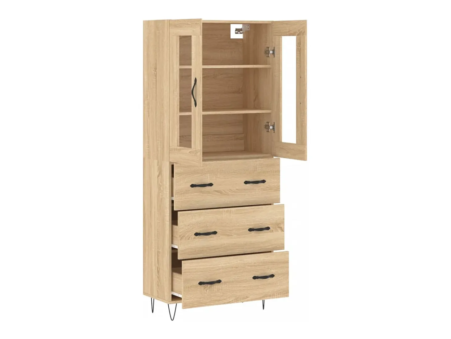 Aparador alto roble Sonoma 69,5x34x180 cm Madera de ingeniería