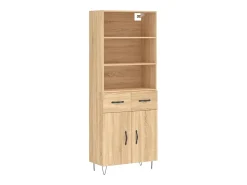 Aparador alto roble Sonoma 69,5x34x180 cm Madera de ingeniería