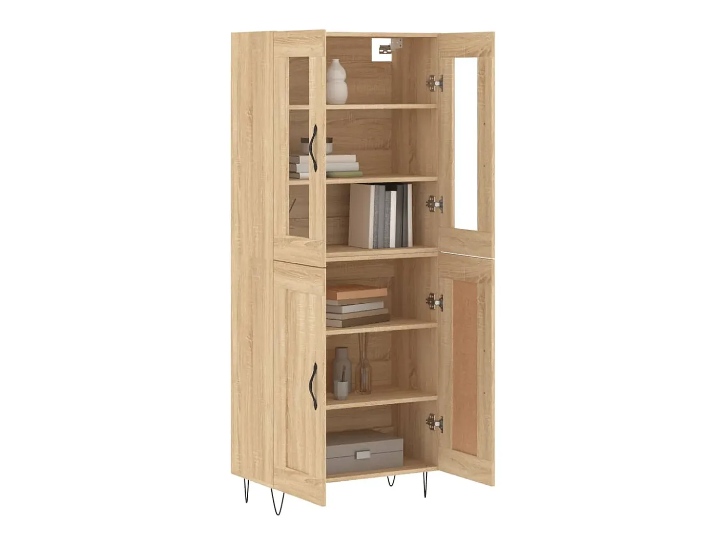 Aparador alto roble Sonoma 69,5x34x180 cm Madera de ingeniería