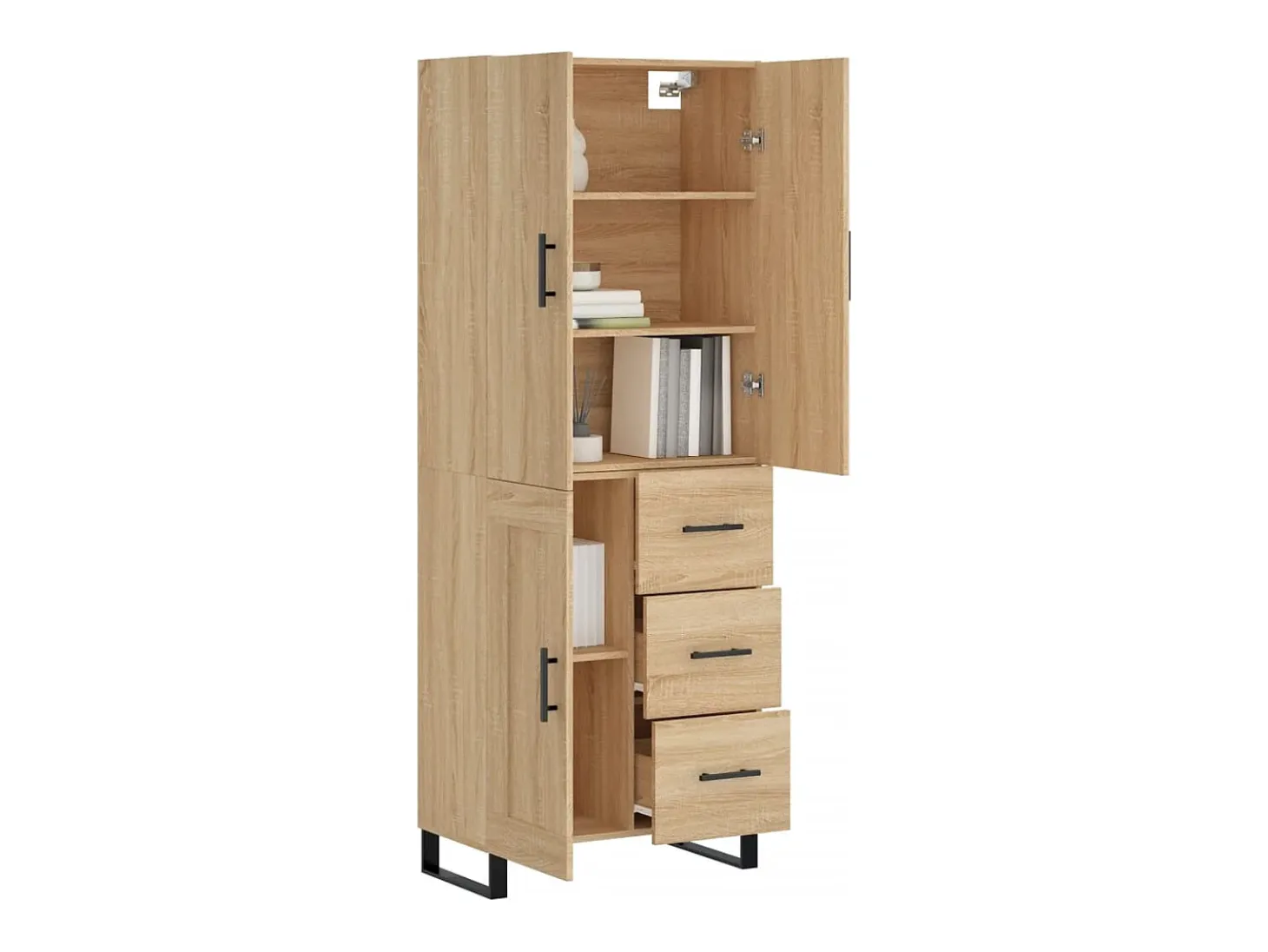 Aparador alto roble Sonoma 69,5x34x180 cm Madera de ingeniería