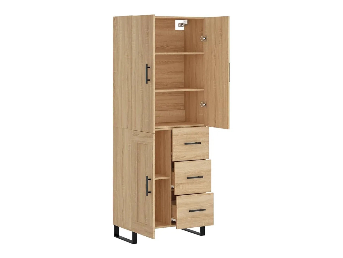 Aparador alto roble Sonoma 69,5x34x180 cm Madera de ingeniería