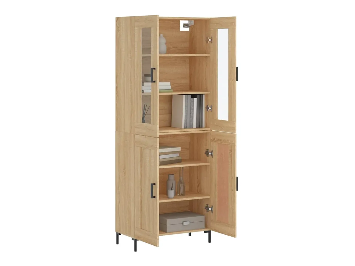 Aparador alto roble Sonoma 69,5x34x180 cm Madera de ingeniería