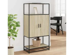 Aparador alto roble Sonoma 68x35x139 cm madera contrachapada metal
