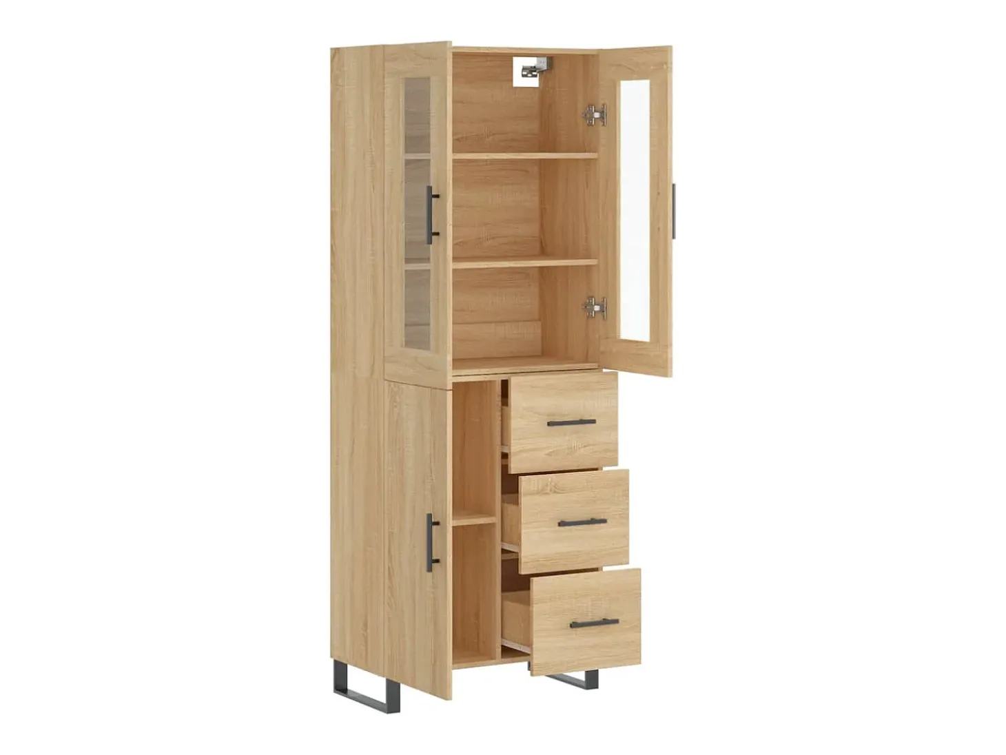 Aparador alto roble Sonoma 69,5x34x180 cm Madera de ingeniería
