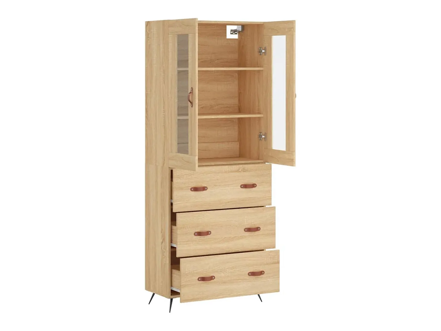Aparador alto roble Sonoma 69,5x34x180 cm Madera de ingeniería