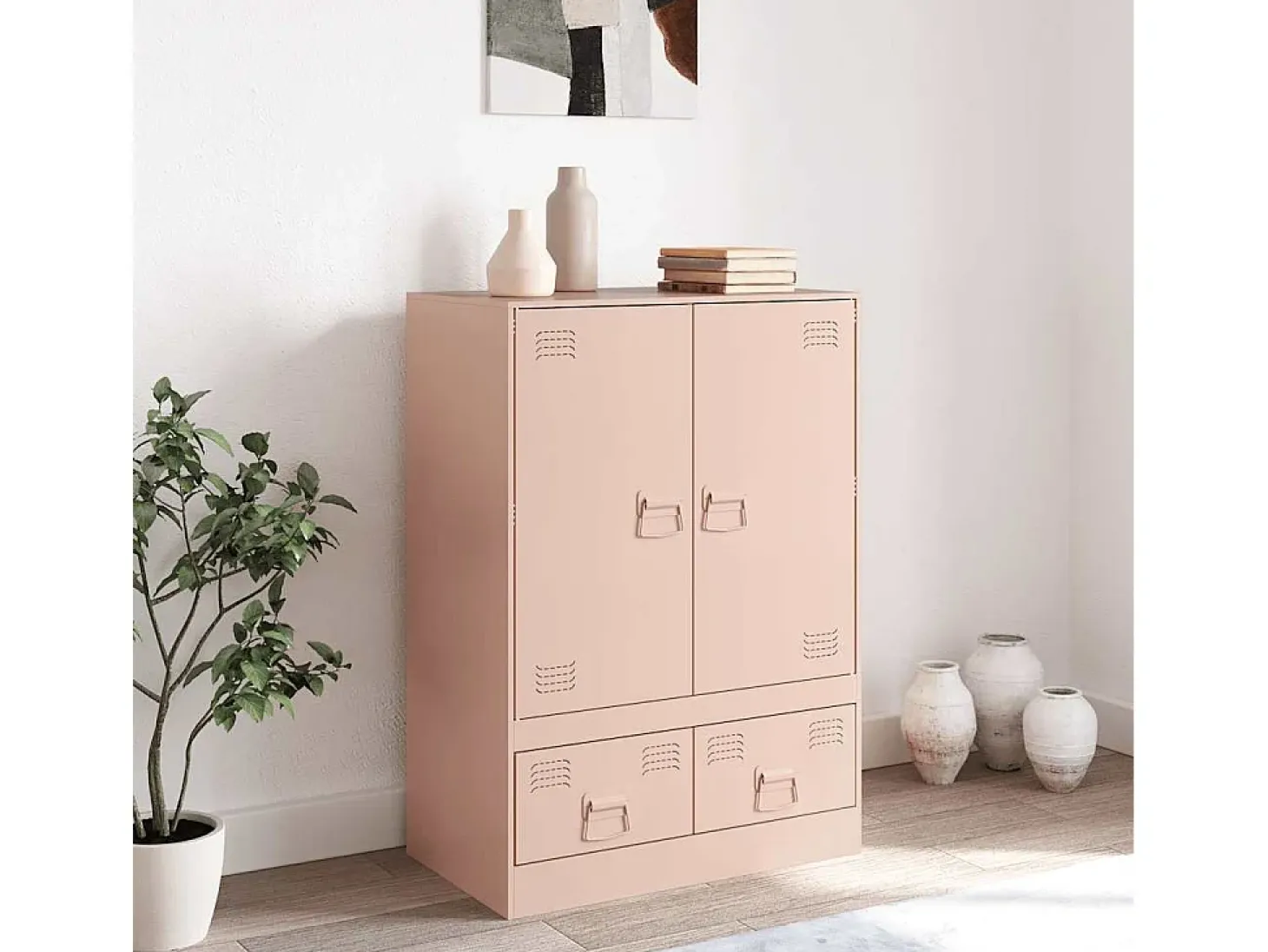 Aparador alto rosa 67x39x95 cm acero