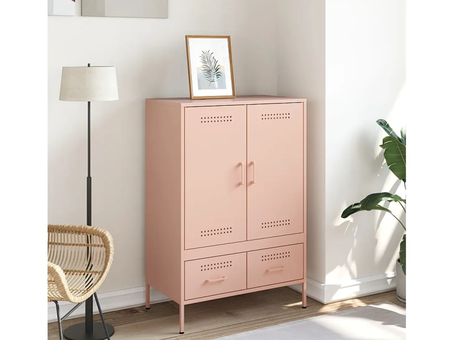 Aparador alto rosa 68x39x101,5 cm acero