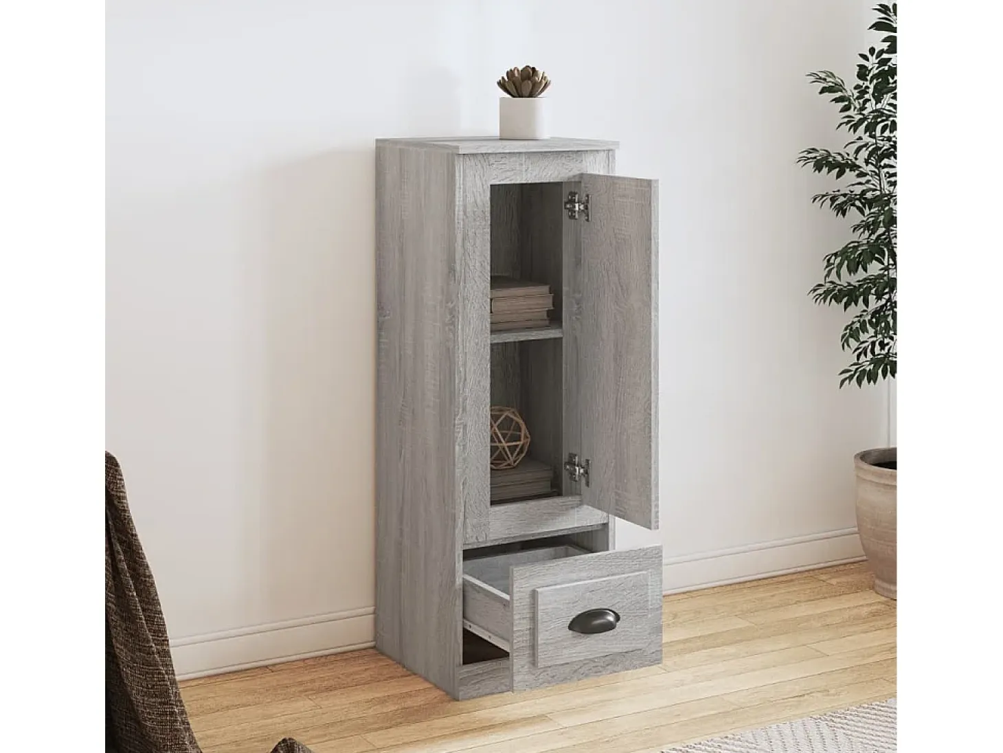 Aparador alto Sonoma gris 36x35,5x103,5 cm madera de ingeniería