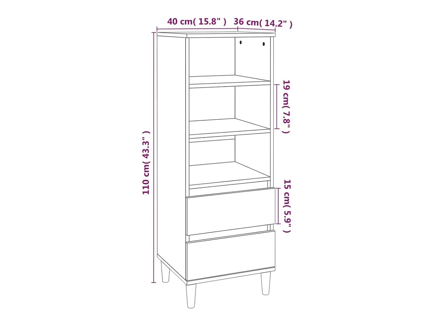 Aparador alto Sonoma gris 40x36x110 cm Madera de ingeniería