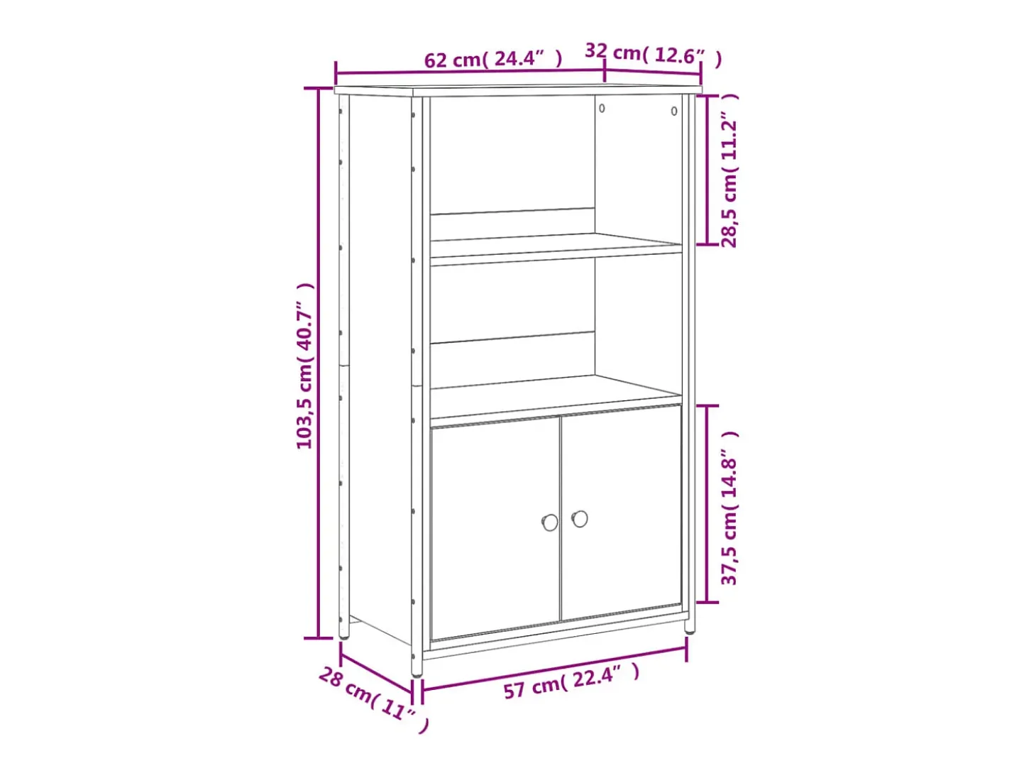 Aparador alto Sonoma gris 62x32x103,5 cm madera de ingeniería