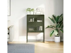 Aparador alto verde oliva 68x39x107 cm acero