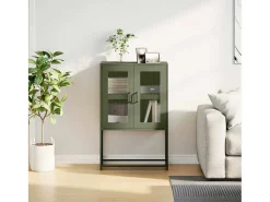 Aparador alto verde oliva 68x39x107 cm acero