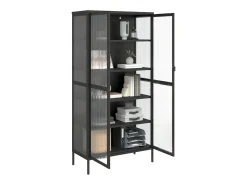 Aparador alto vidrio y acero negro 85x40x180 cm