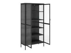 Aparador alto vidrio y acero negro 85x40x180 cm