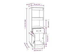 Aparador alto 34x40x108,5 cm Madera maciza de pino