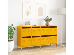 Aparador amarillo mostaza 135x39x73,5 cm acero laminado en frío