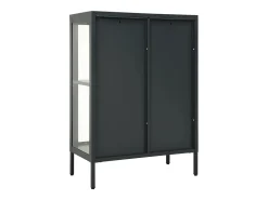Aparador Antracita 75x35x105 cm Acero y cristal