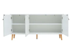 Aparador Anzio 3 Puertas, Patas Pino 140x68x35 cm Blanco Mate