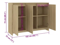 Aparador aparador cómoda armario unidad de almacenamiento organizador cocina salón salón Sonoma 102 x 33 x 75 cm madera contrachapada beige 02_0031479
