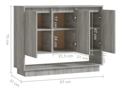 Aparador aparador cómoda armario mueble organizador cocina salón salón Sonoma 97 x 31 x 75 cm madera contrachapada gris 02_0036559