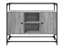 Aparador Aparador Cómoda Gabinete Unidad de Almacenamiento Organizador Cocina Sala de Estar con Tapa de Vidrio Madera de Sonoma Gris 02_0029768
