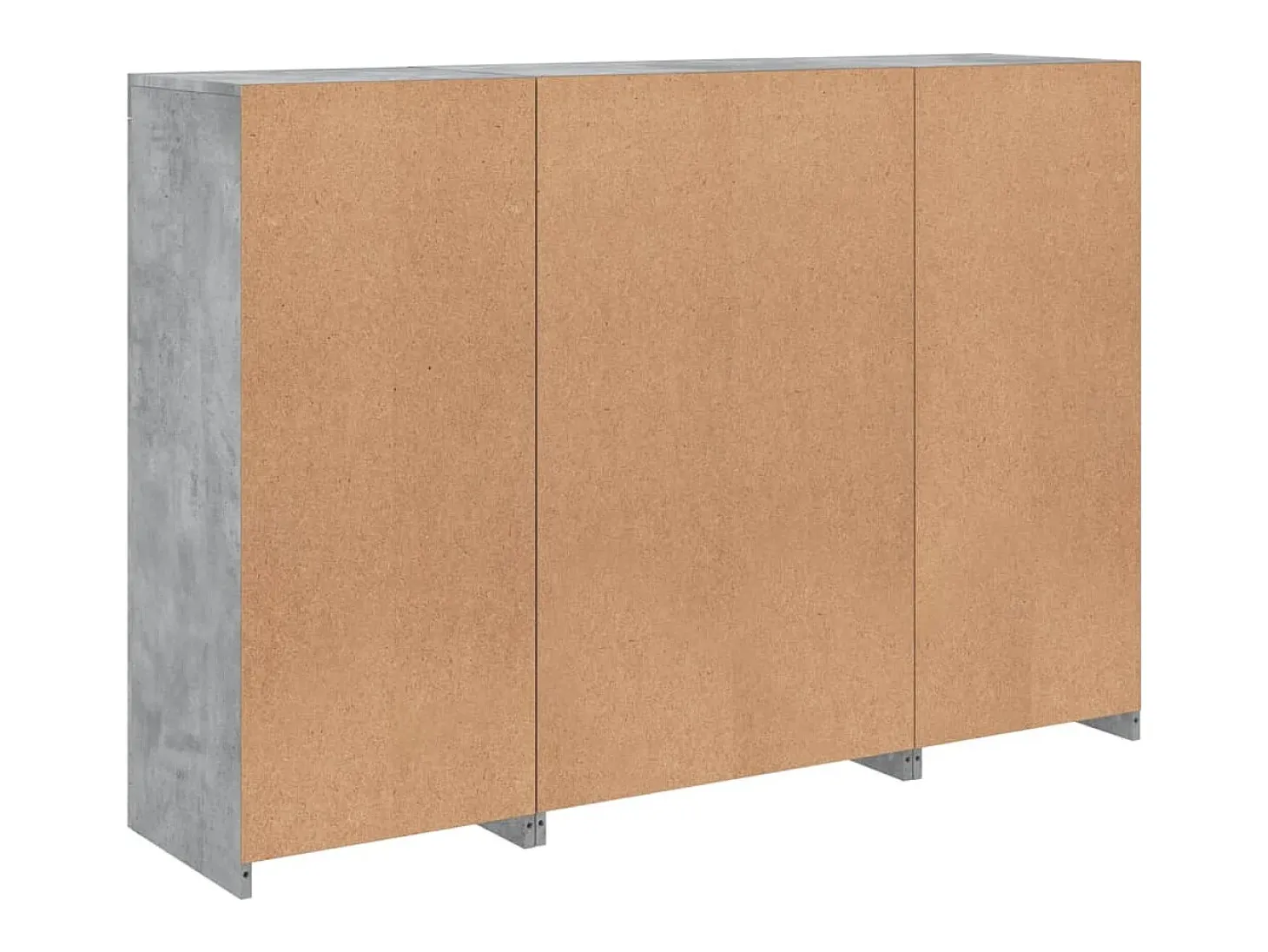 Aparador Aparador Cómoda Gabinete Unidad de Almacenamiento Organizador Cocina Sala de Estar con Luces LED 3 Piezas Madera de ingeniería Gris 02_0037222