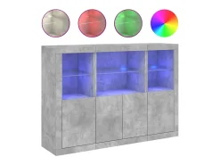 Aparador Aparador Cómoda Gabinete Unidad de Almacenamiento Organizador Cocina Sala de Estar con Luces LED 3 Piezas Madera de ingeniería Gris 02_0037222