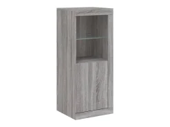 Aparador Aparador Cómoda Gabinete Unidad de Almacenamiento Organizador Cocina Sala de Estar con Luces LED 3 Piezas Sonoma Madera de Ingeniería Gris 02_0037234