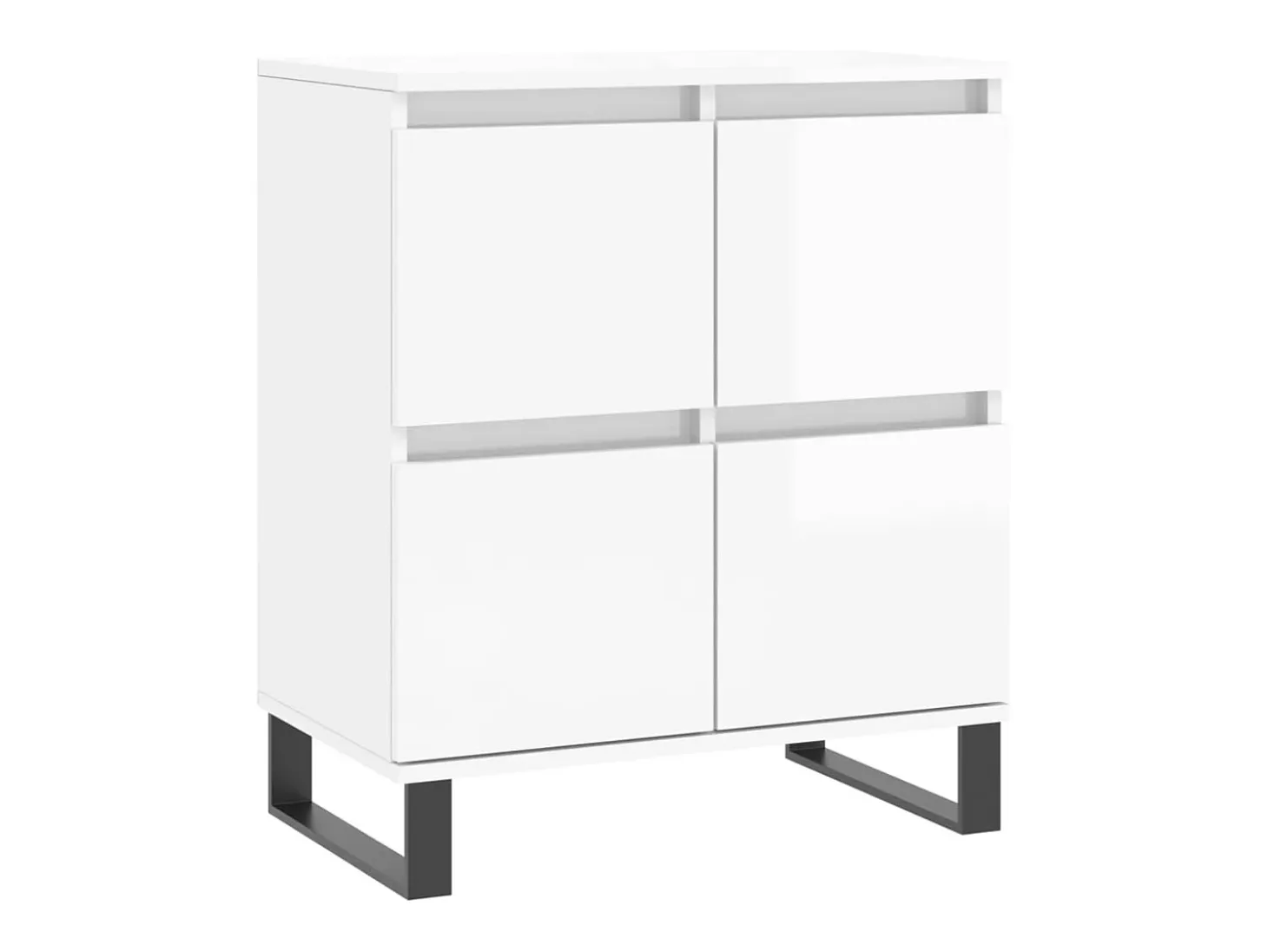 Aparador Aparador Cómoda Gabinete Unidad de Almacenamiento Organizador Cocina Sala de Estar Salas de Estar 3 Piezas Madera de Ingeniería Blanco Brillo 02_0037026