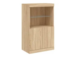 Aparador Aparador Cómoda Gabinete Organizador de Almacenamiento Cocina Sala de Estar con Luces LED 3 Piezas Sonoma Madera de Ingeniería Marrón 02_0037217