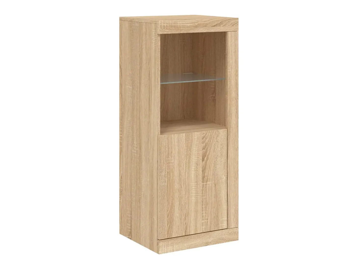 Aparador Aparador Cómoda Gabinete Organizador de Almacenamiento Cocina Sala de Estar con Luces LED 3 Piezas Sonoma Madera de Ingeniería Marrón 02_0037217