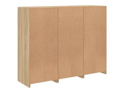 Aparador Aparador Cómoda Gabinete Organizador de Almacenamiento Cocina Sala de Estar con Luces LED 3 Piezas Sonoma Madera de Ingeniería Marrón 02_0037216
