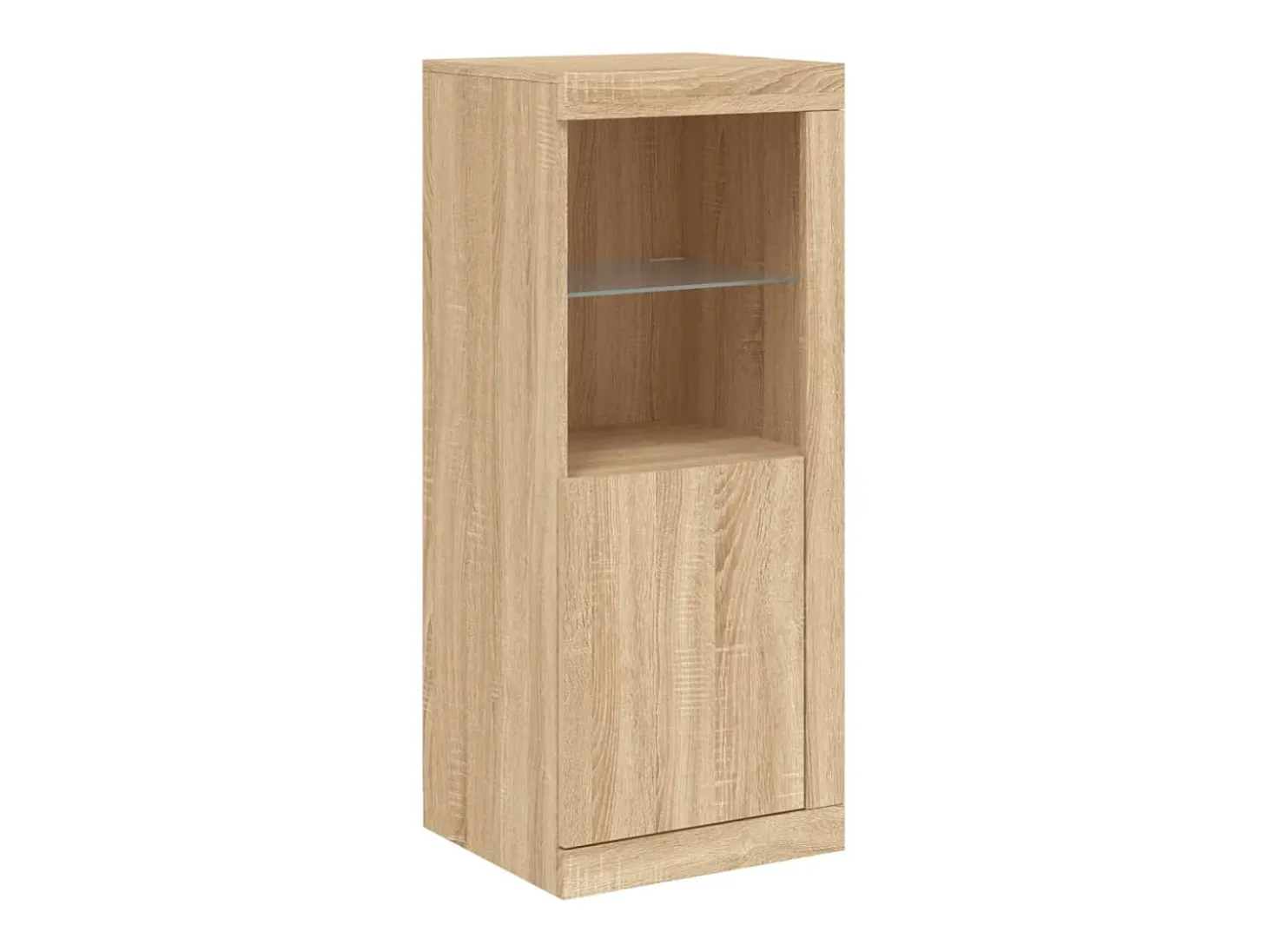 Aparador Aparador Cómoda Gabinete Organizador de Almacenamiento Cocina Sala de Estar con Luces LED 3 Piezas Sonoma Madera de Ingeniería Marrón 02_0037216