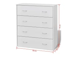 Aparador aparador consola mueble mueble de almacenamiento con 4 cajones 71 cm blanco 4402003